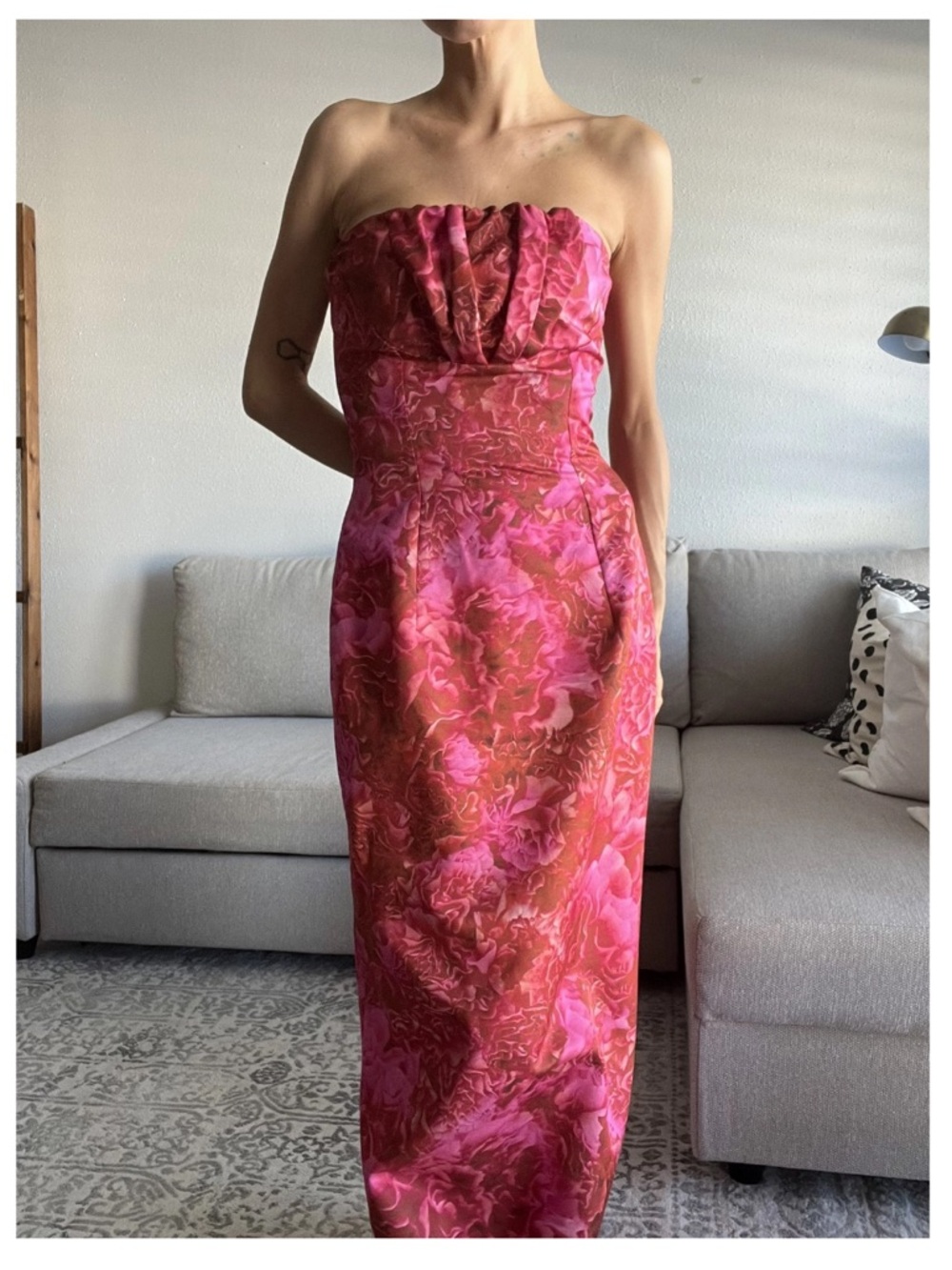 Custom Giambattista Valli Carnation Sheath Gown - black tie formal wedding guest